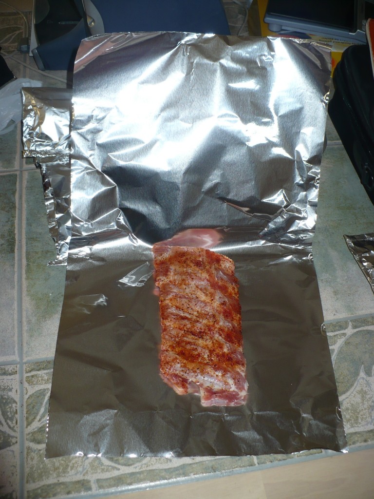 crystal-cove-sp-hike-june-2009-095 Half Rack of Ribs Placed in Foil Section for Crimping