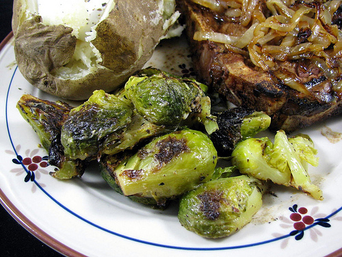Grilled Crispy Mustard Brussels Sprouts