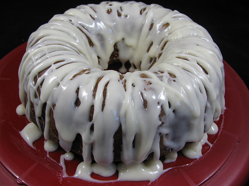 pumpkin spice cake with bourbon glaze